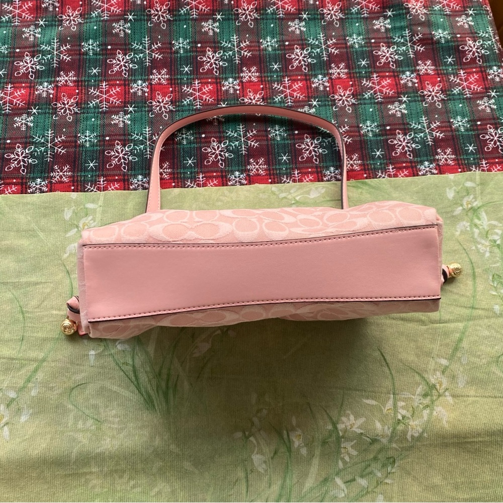 Coach Pink Signature Jacquard Shoulder Bag with Gold Hardware - Picture 6 of 9